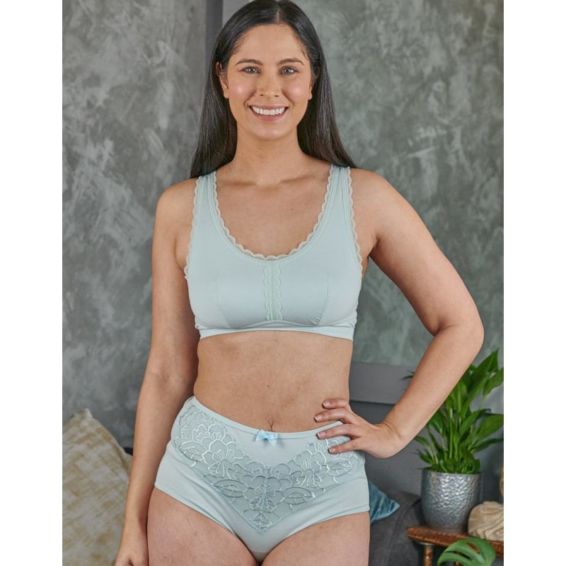 Georgia - Silk Back Support Full Coverage Wireless Organic Cotton Bra -  Silver by Juliemay Lingerie