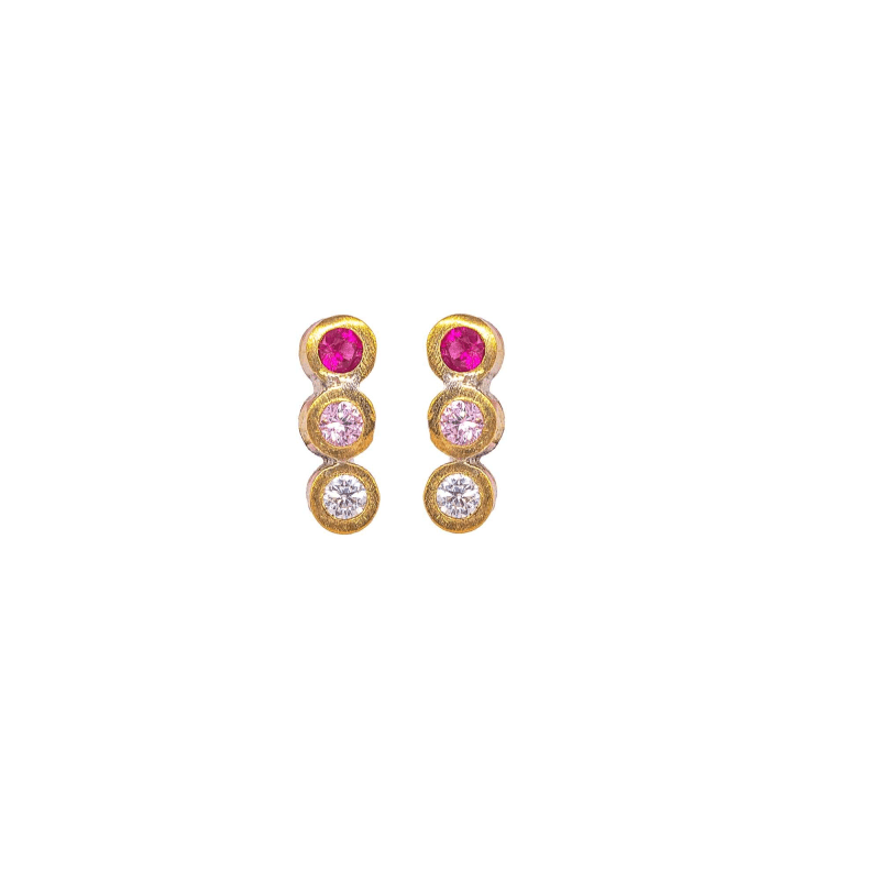 Get Funky Tripple Bar Diamond Emerald Ruby Or Pink Yellow Or