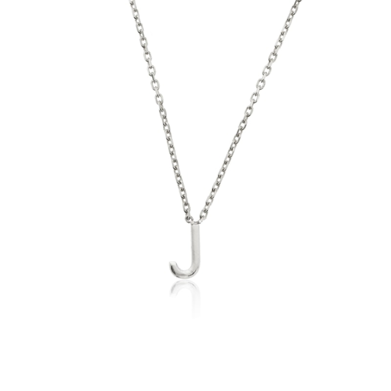 Thumbnail of Solid White Gold Miniature Initial Letter Necklace image