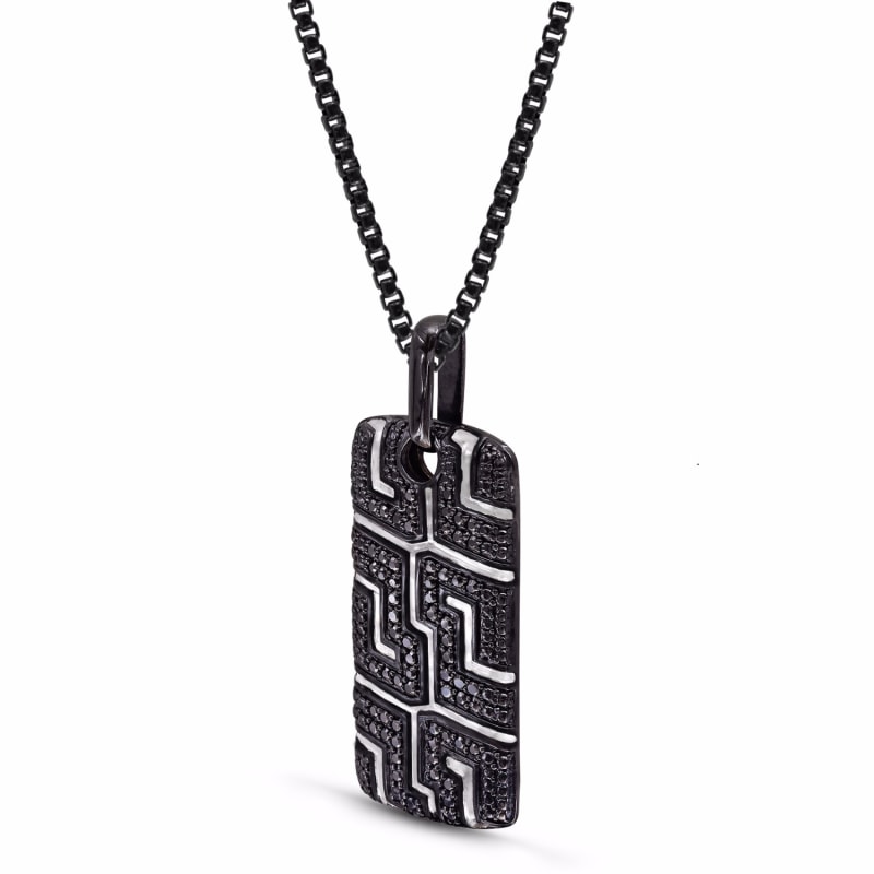 Thumbnail of Pro Rider Black Rhodium Plated Sterling Silver Tire Tread Black Diamond Tag image