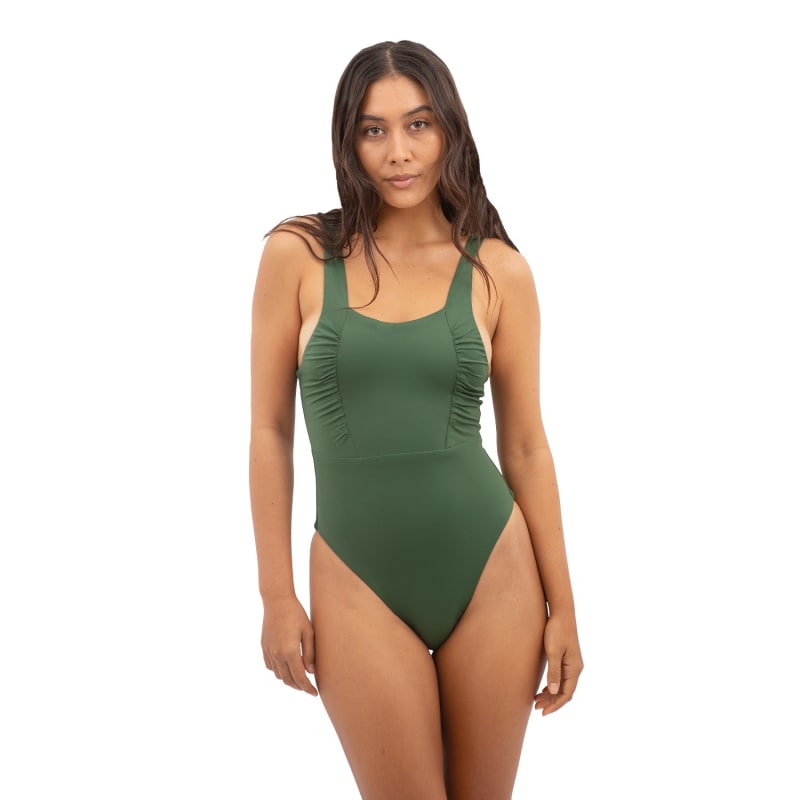 Thumbnail of Saint Tropez Ruffled One-Piece Swimsuit In Seaweed Green image