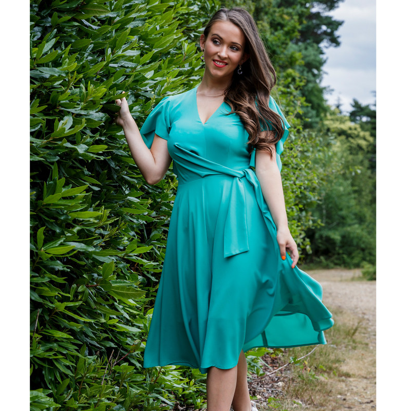 Thumbnail of Leda Green Dress In French Crepe image