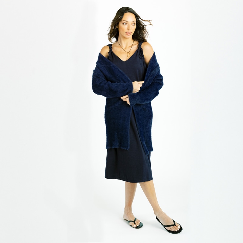 Thumbnail of Cashmere Maxi Slip Dress - Navy Blue image