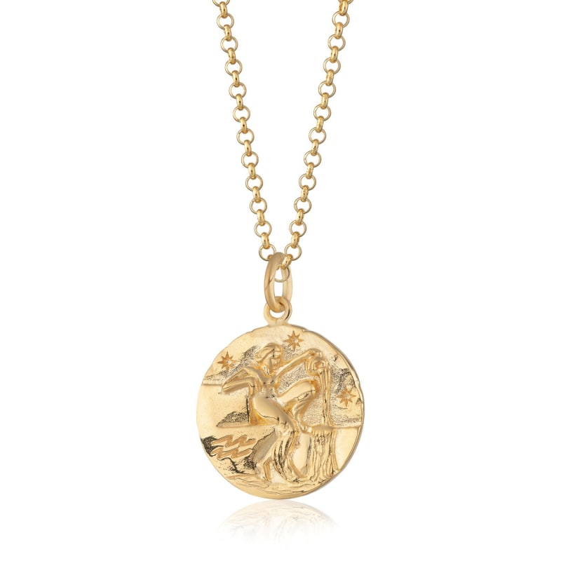 Thumbnail of Gold Aquarius Zodiac Necklace image