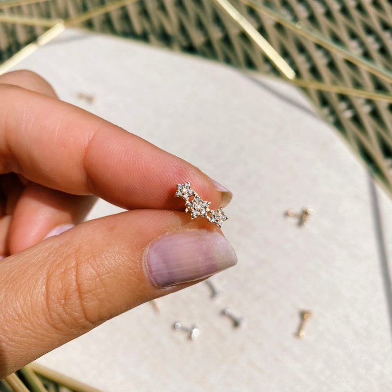 Diamond Star Cluster Flat Back Earring 9K-Gold | Zohreh V. Jewelry | Wolf &  Badger
