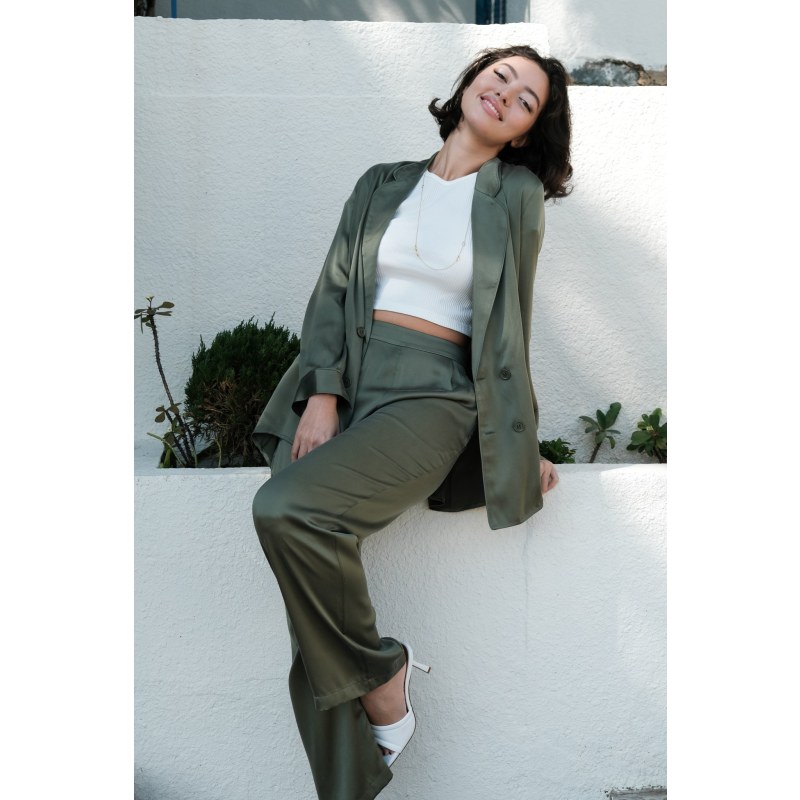 Green silk blazer top