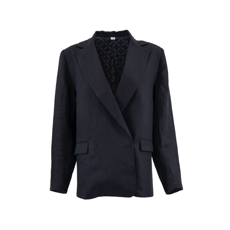 Thumbnail of Havana Oversized Linen Blazer In Licorice Black image