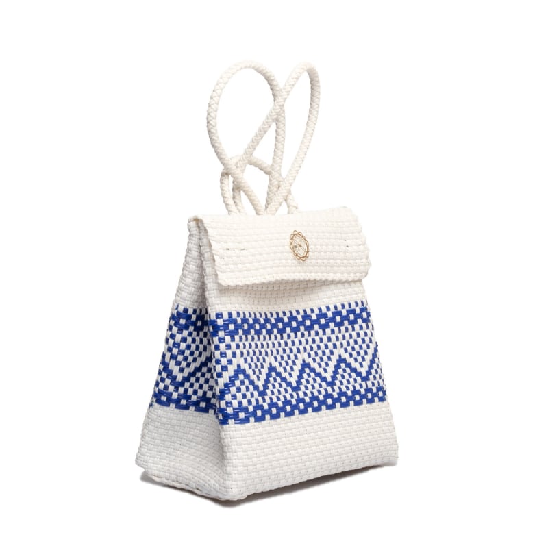 Thumbnail of Small Backpack White Blue Aztec Stripe image