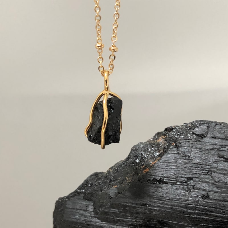 Thumbnail of Raw Black Tourmaline In Cage Pendant image