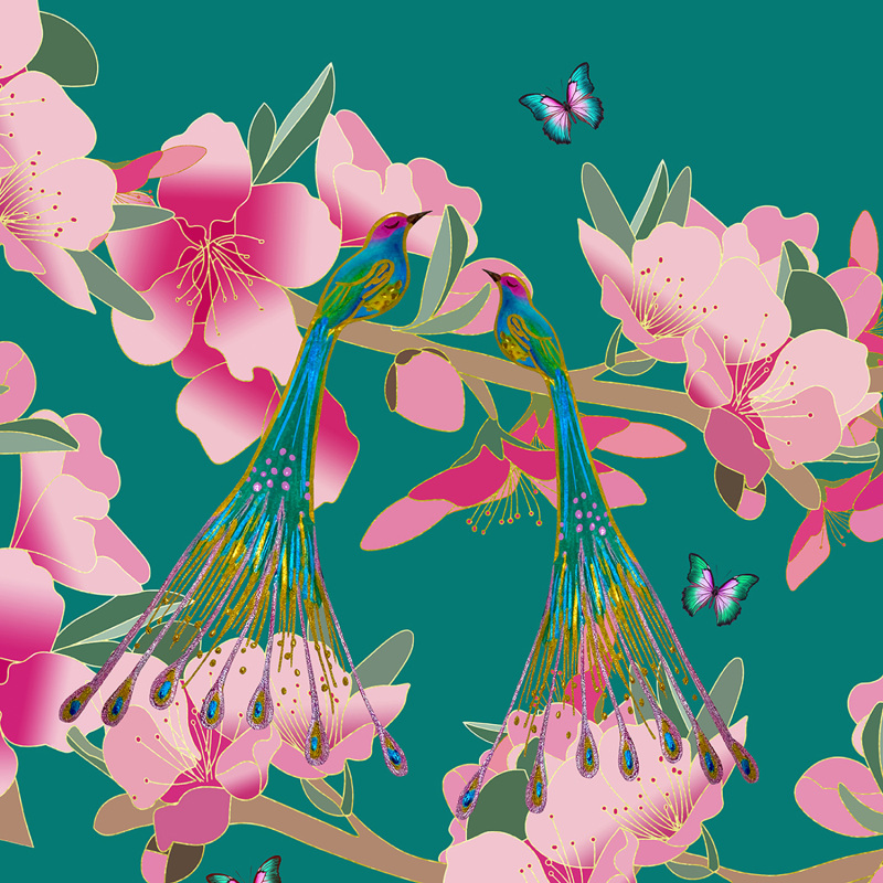 Thumbnail of Giclee Print - Blossom Garden Teal image