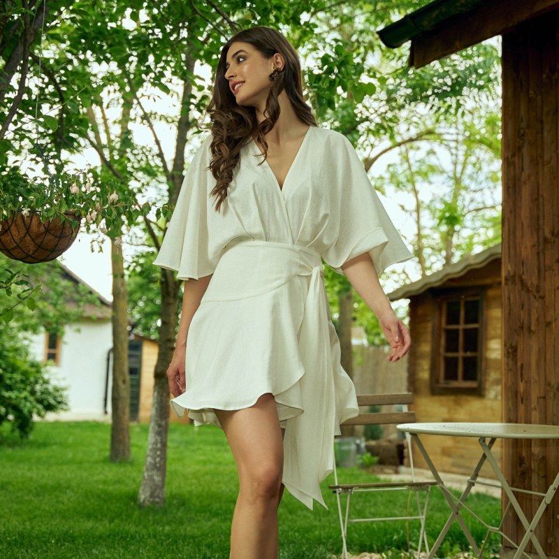 White wrap dress mini hot sale