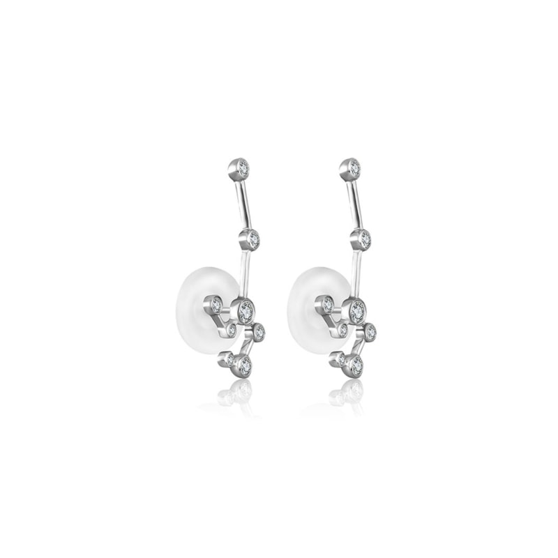 Thumbnail of Leo Zodiac Constellation Earring 18K White Gold & Diamond image