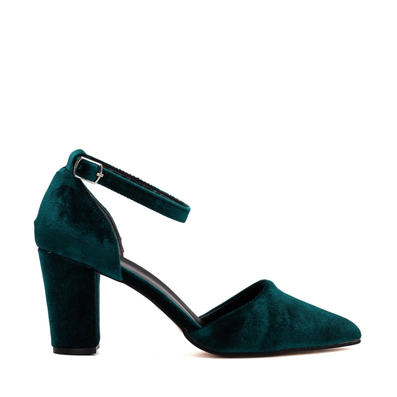 Velvet green heels shop