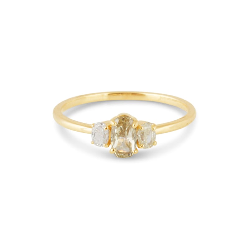 Thumbnail of Champagne Diamond Oval In Centre And Diamond Ring In 18K Yellow Gold image