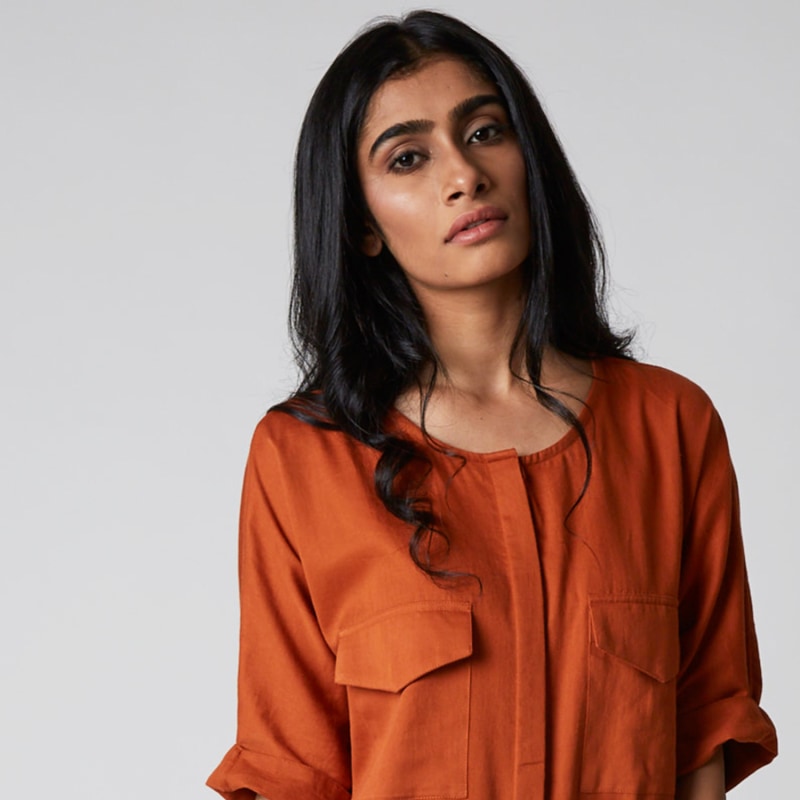 Thumbnail of The Helin Shirt Dress In Apricot Buff image