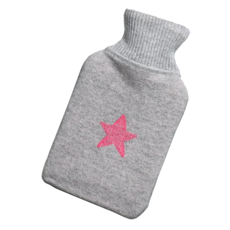 Thumbnail of Cashmere Midi Hot Water Bottle Grey With Pink Star image