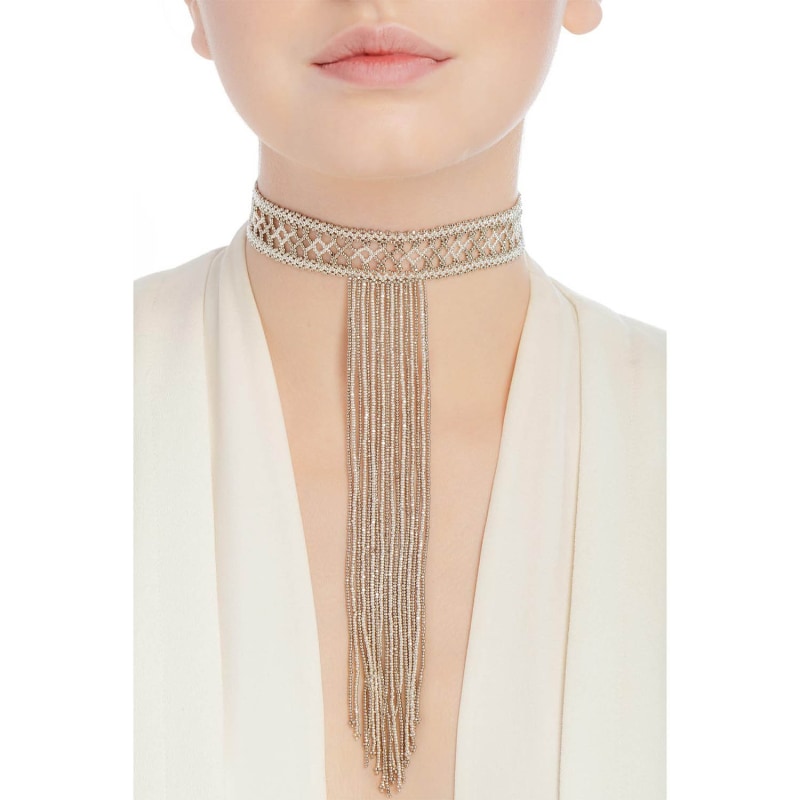 Thumbnail of Open-Weave Fringe Choker - 2 - Platinum, Silver image