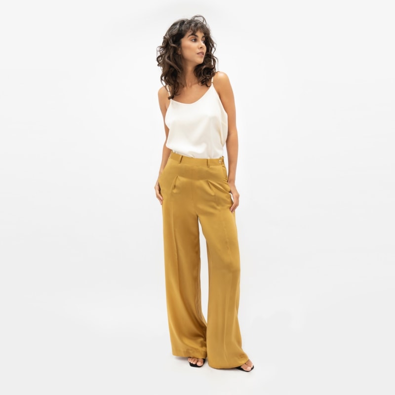 Thumbnail of Branson Silk White Leg Pants In Yellow Mimosa image