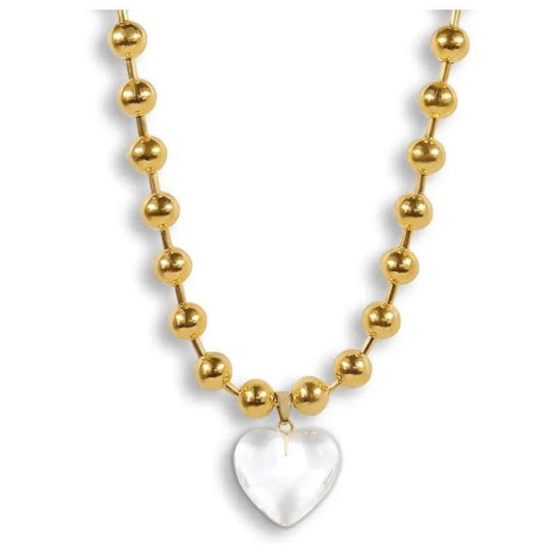 Thumbnail of Glass Heart Necklace - Clear image