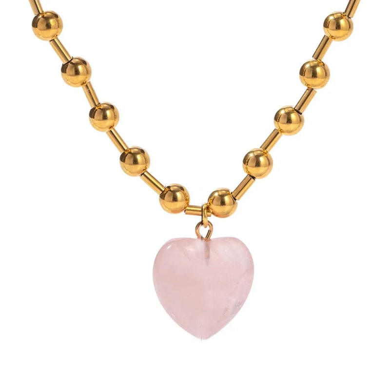 Thumbnail of Glass Heart Necklace - Pink image