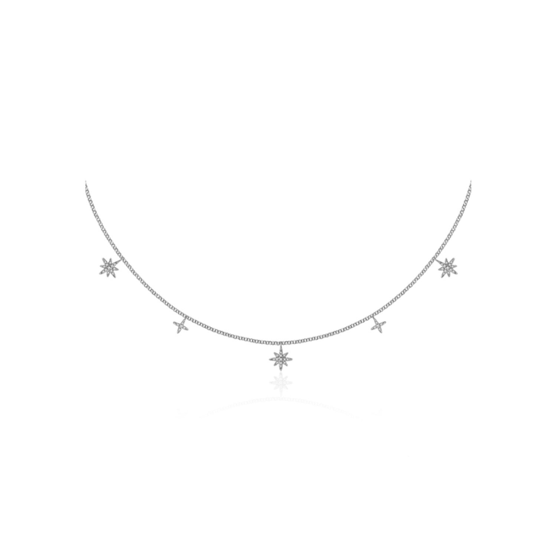 Thumbnail of 18K White Gold Star Shape Diamond Necklace Choker image