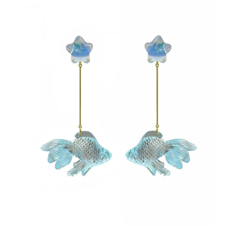 Glimmering Betta Fish Earrings Ninemoo Wolf Badger