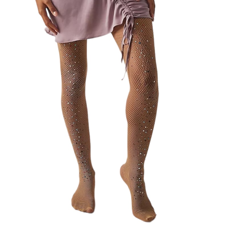 Strobed Glitter Fishnet Tights by High Heel Jungle Online