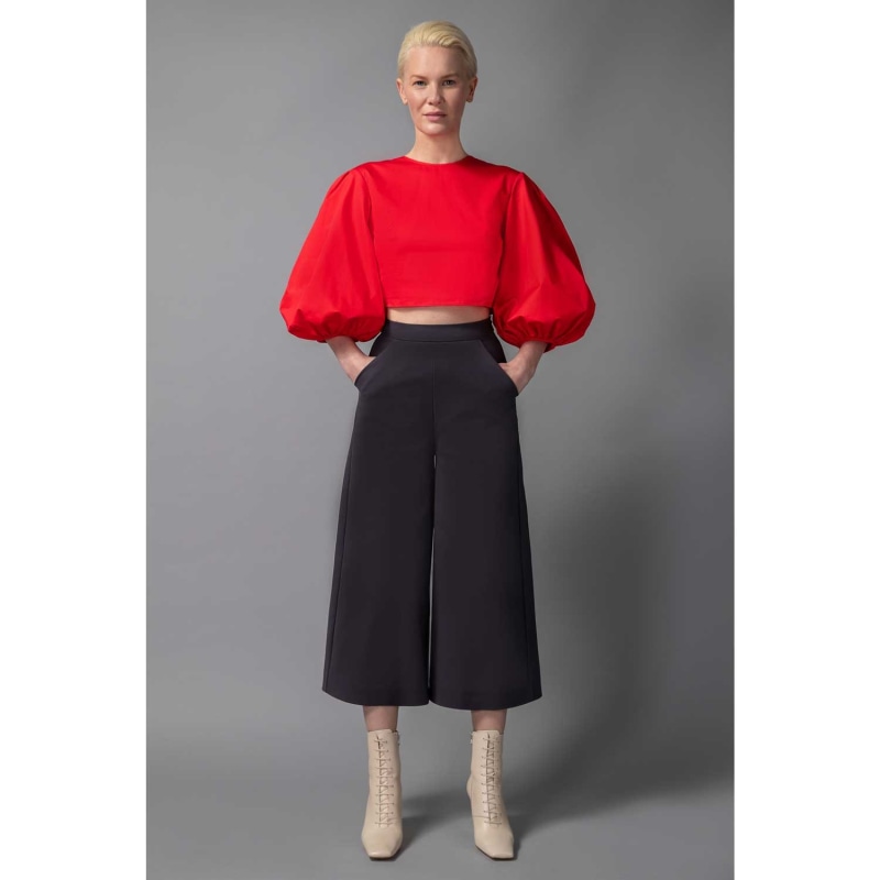 Thumbnail of Puff Sleeve Cropped Cotton Top - Red image