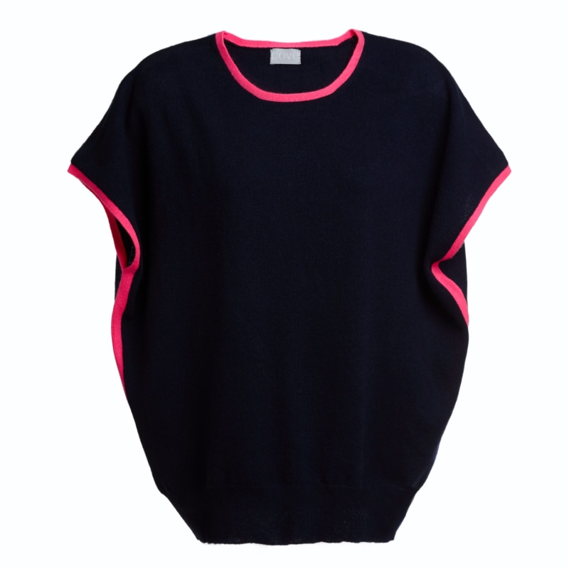 Thumbnail of Eva Navy & Pink Cashmere Jumper image