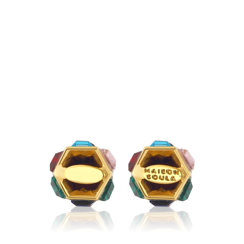 Thumbnail of Gloria Earrings - Deep Blue Stud With Multicolor Drops image