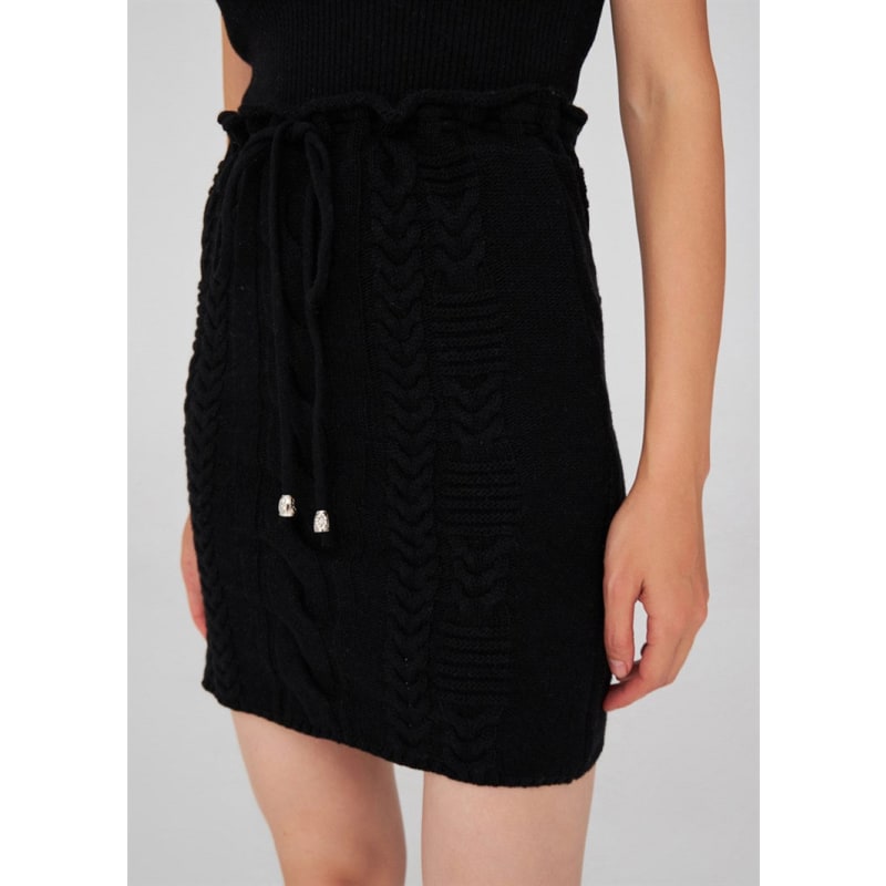 KNIT PEARL SKIRT - Black