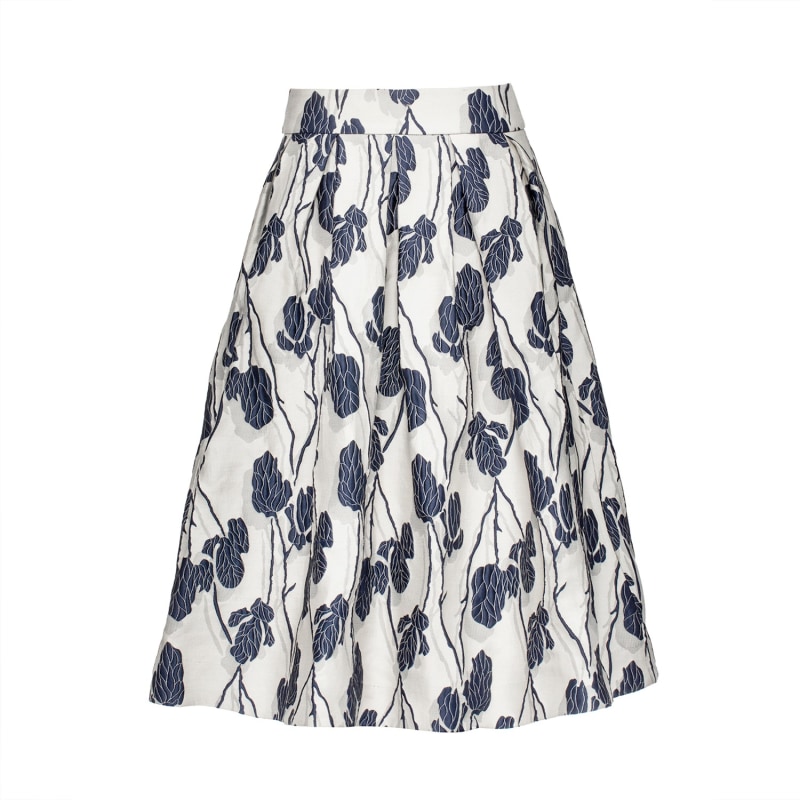 Flower Jacquard Puffy Midi Skirt by Smart and Joy