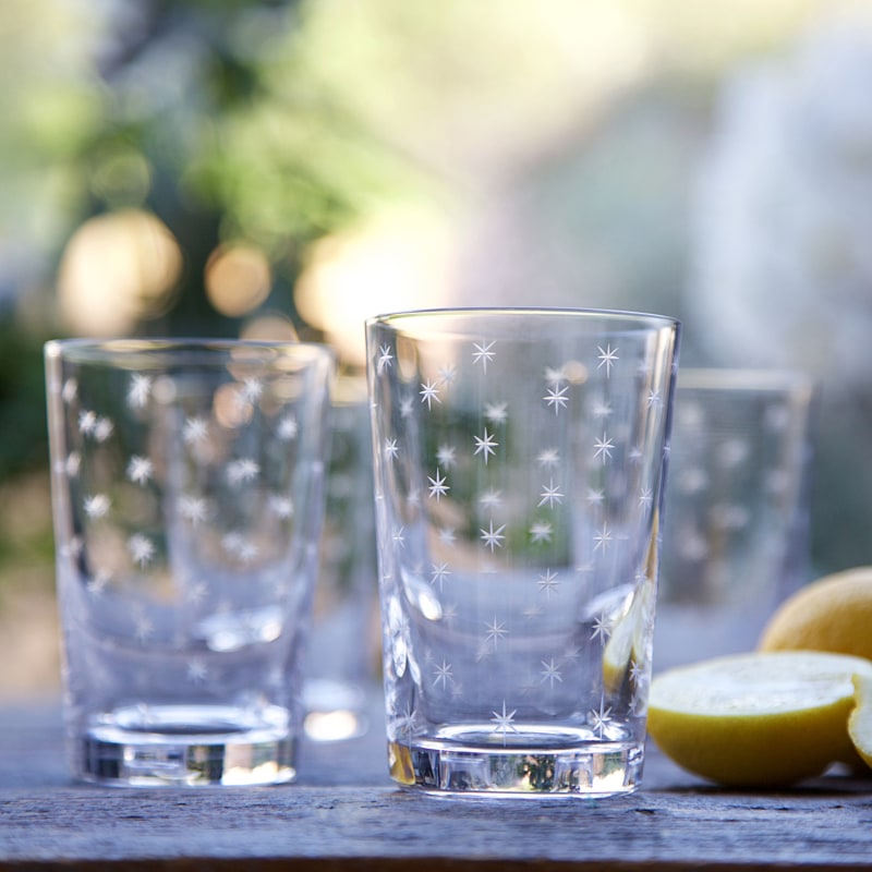 Thumbnail of Six Hand-Engraved Crystal Tumblers With Stars Design image