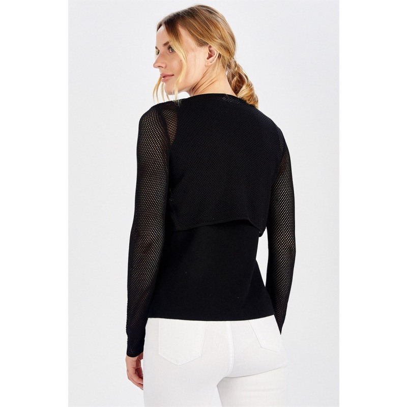 Thumbnail of Butterfly Fishnet Knit Bolero In Black image