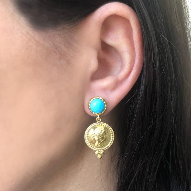 Thumbnail of Cleopatra Gold Vermeil Turquoise Earrings image