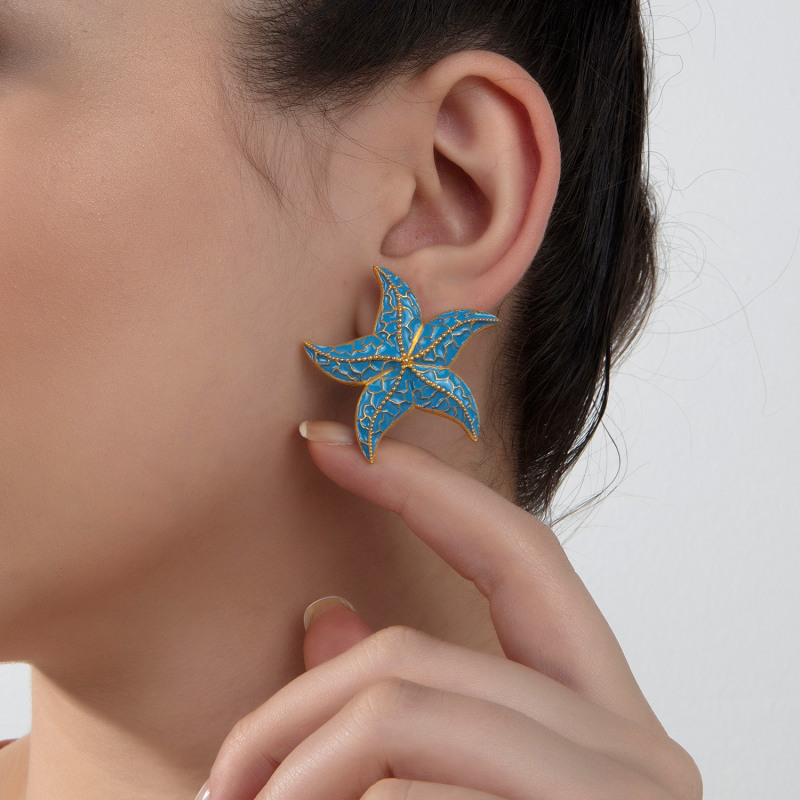 Turquoise top starfish earrings