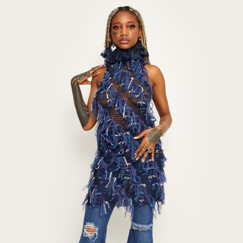 Thumbnail of Goddess Summer Dress Denim Blue image