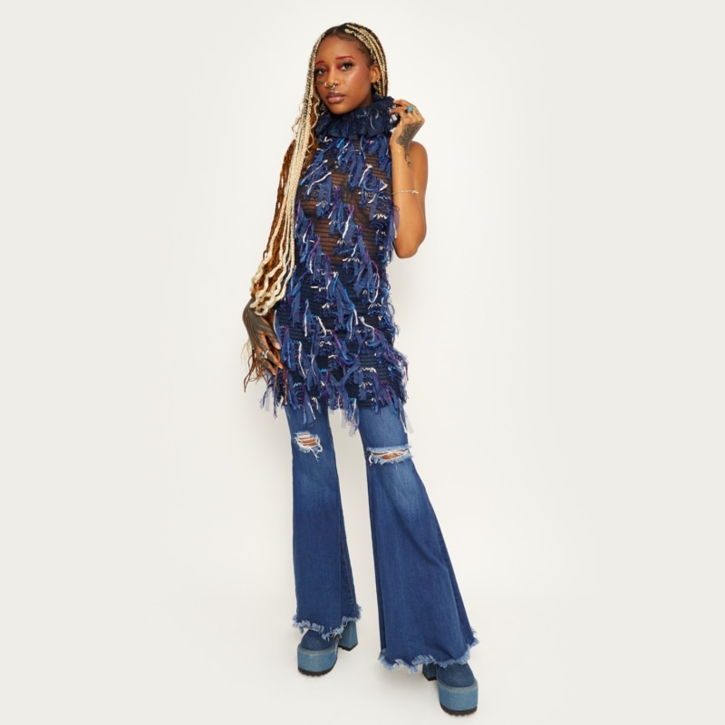 Thumbnail of Goddess Summer Dress Denim Blue image