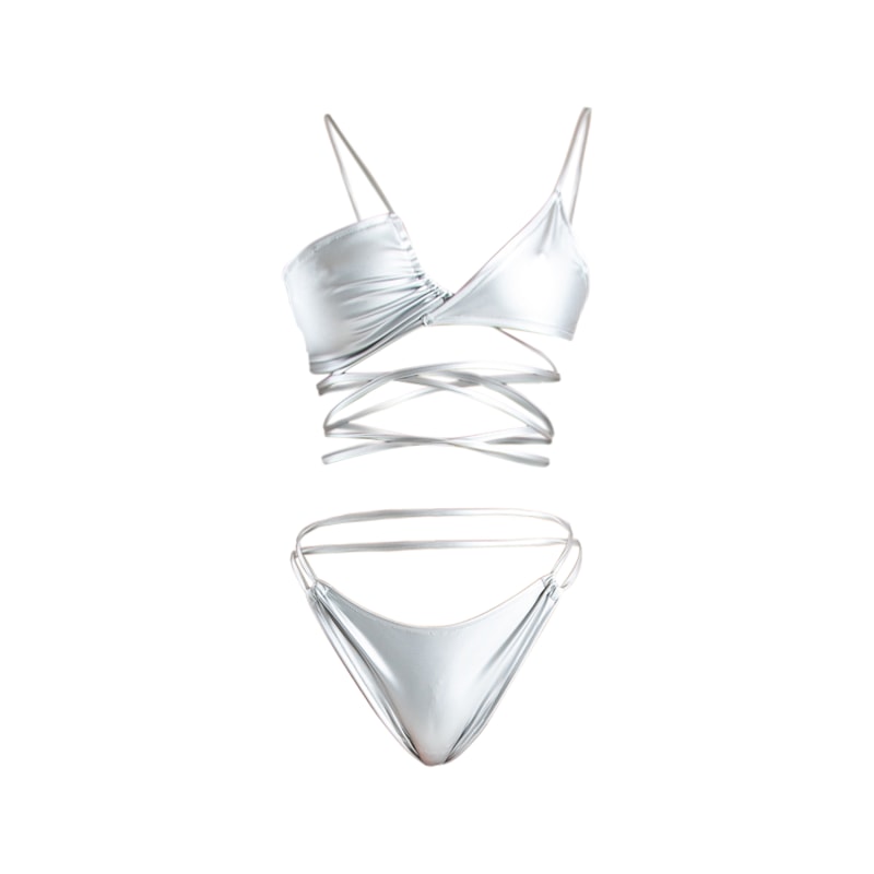 Thumbnail of Goguy Silver Pvc Bralet & Knickers image