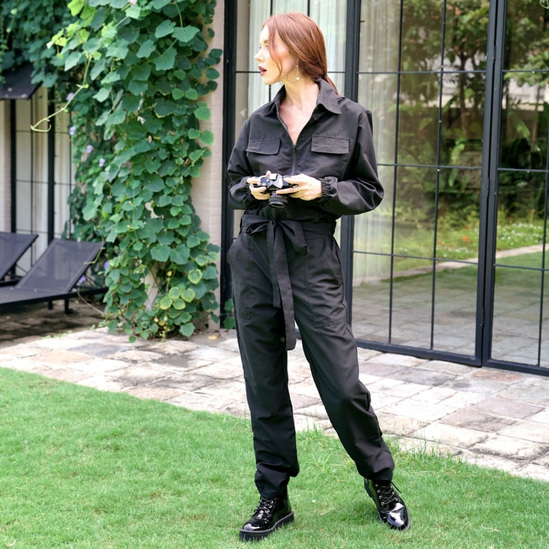 Thumbnail of Amelia Recycled Utility Jumpsuit In Black image