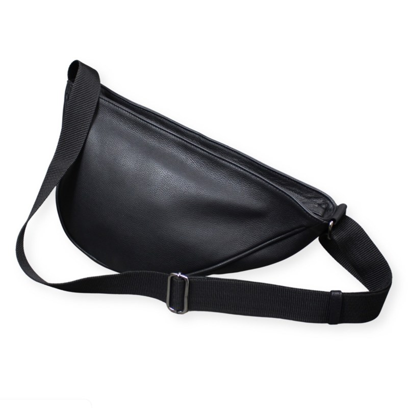 Black Leather Crossbody Sling Bag With Gunmetal Zip, LeatherCo.