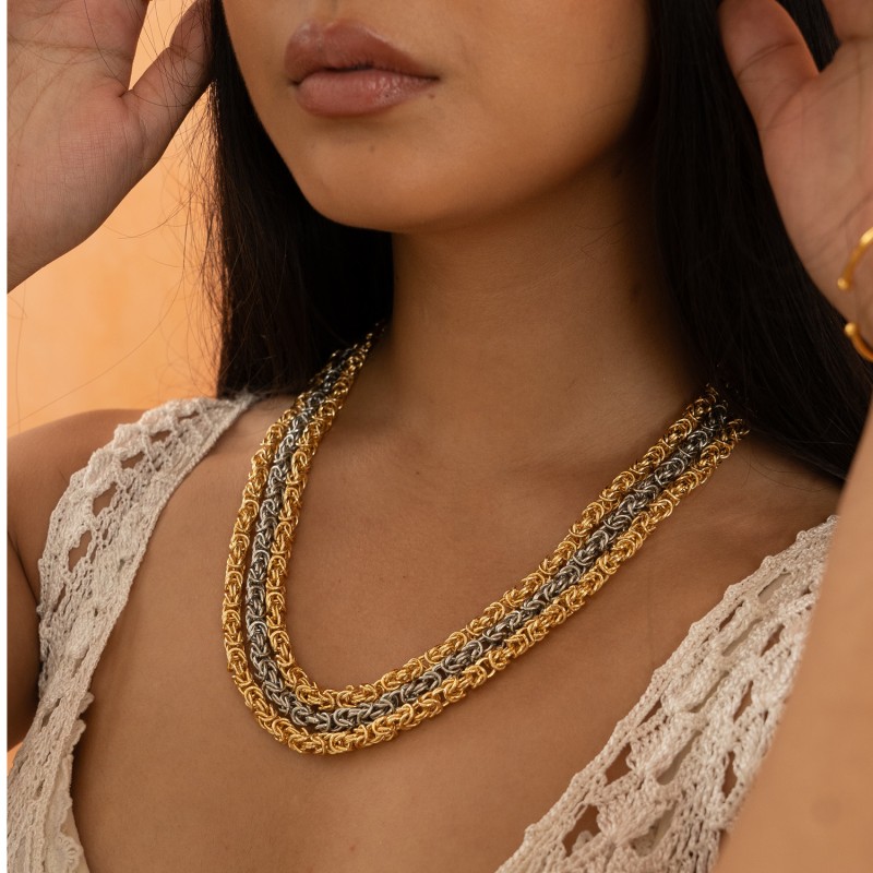 Thumbnail of Gold And Silver Sinna Layered Necklace image