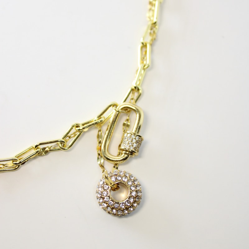 Thumbnail of Boho Chic Gold Carabiner Sphere Layered Necklace image