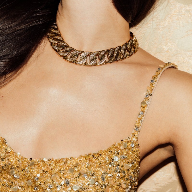 Thumbnail of Gold Crystal Chunky Chain Necklace image