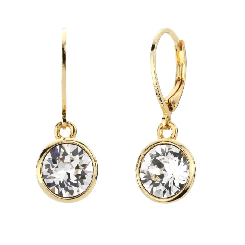 Gold Crystal Leverback Earrings Emma Holland Jewelry Wolf Badger