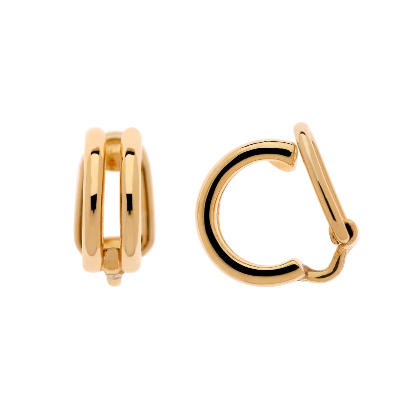 Thumbnail of Gold Double Hoop Clip Earrings image