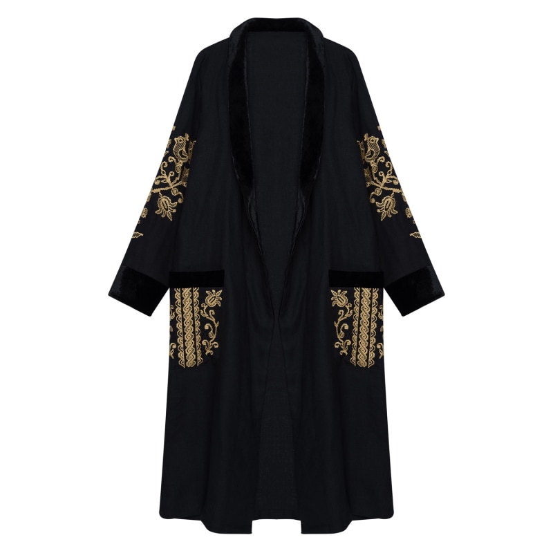 Organic Cotton Hooded Robe - In Black