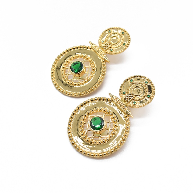 Thumbnail of Gold Emerald Green Adiba Vermeil Earrings image