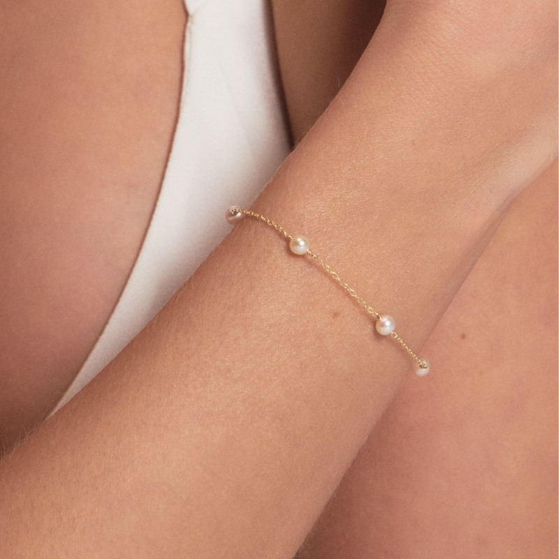 Thumbnail of Gold Five Pearl Bracelet image