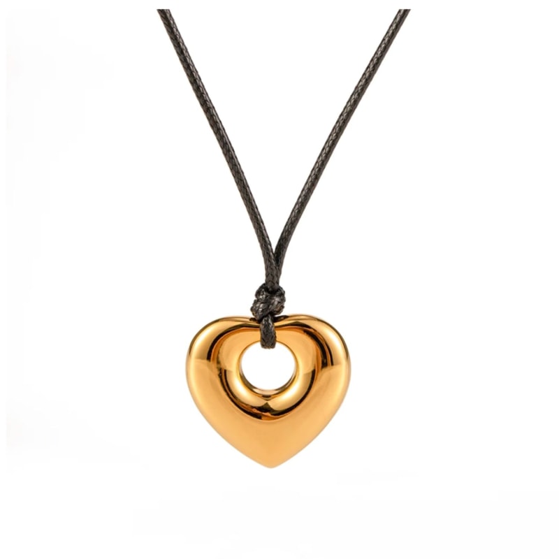 Thumbnail of Gold Heart Medallion Rope Necklace image